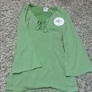 Princess Polly Sage Green Flare Sleeve Dress